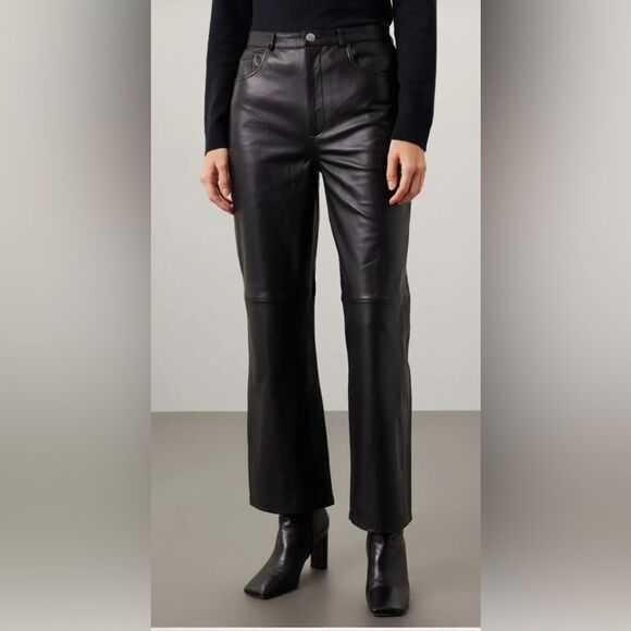 VEDA Black Leather Pants Size 4 - Picture 2 of 9